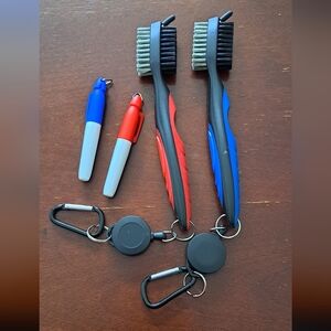 Dual-Sided Golf Club Brush Set with Clips